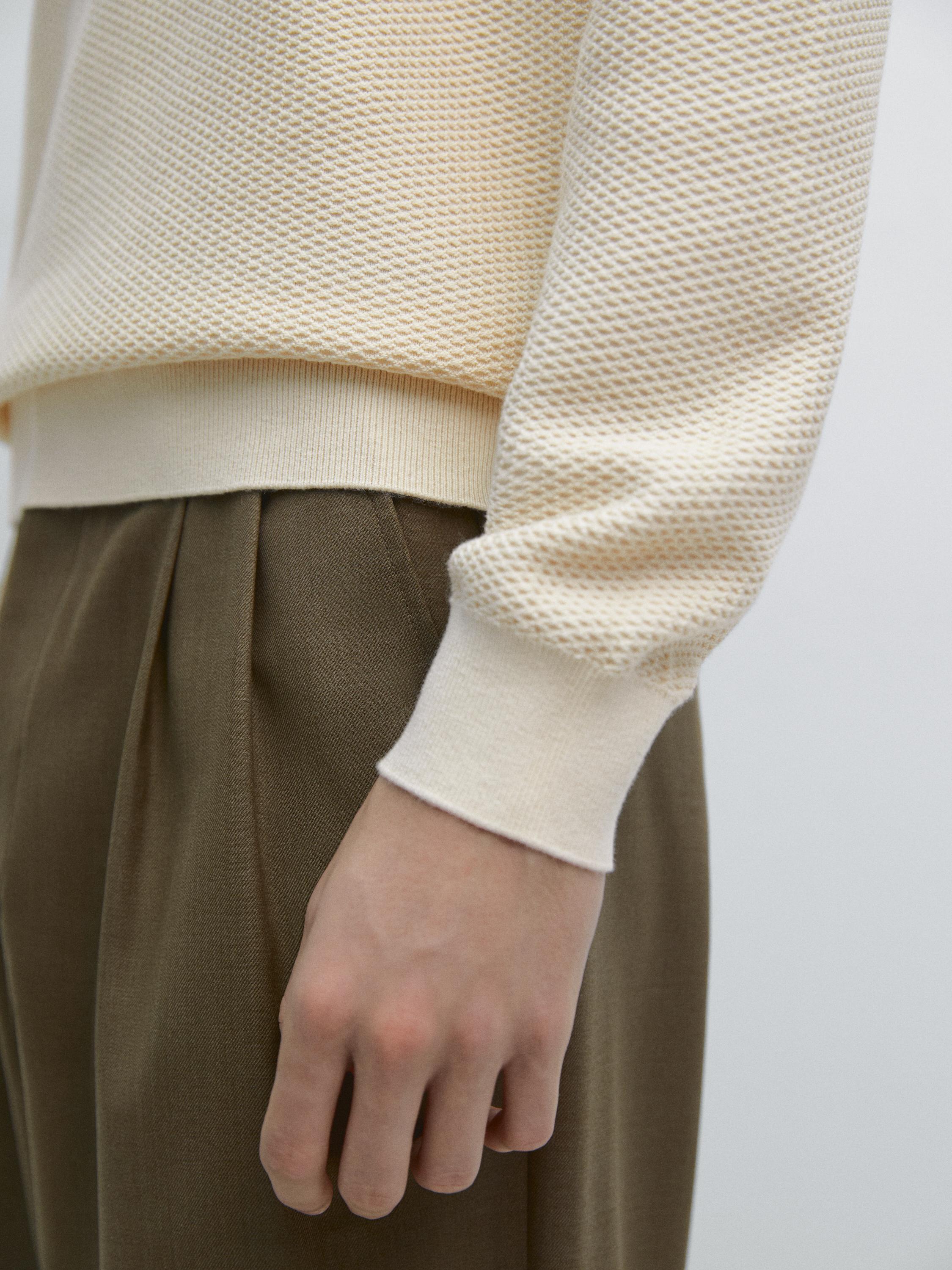 Pull en maille texturée de coton mélangé